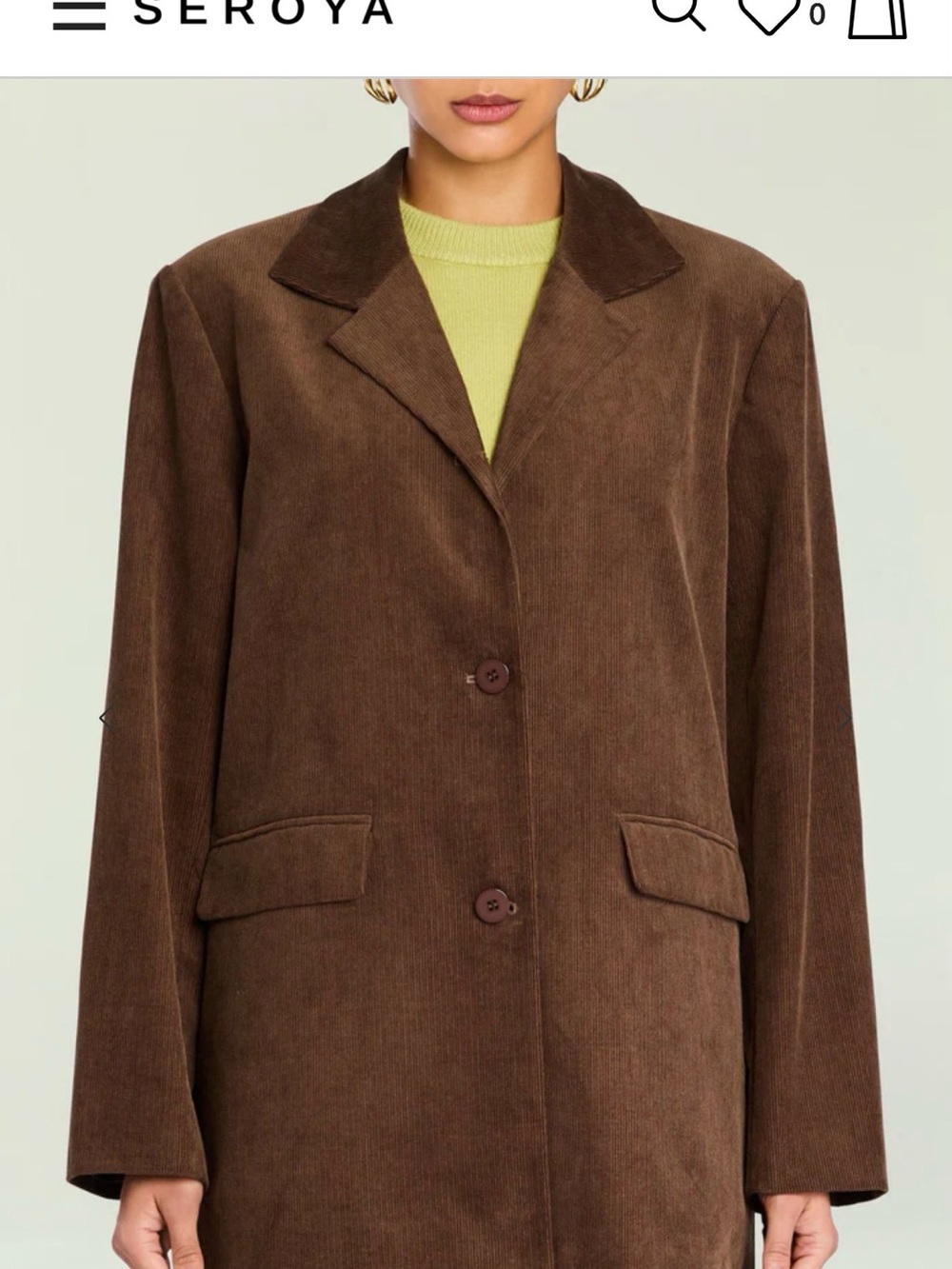 SER.O.YA Hera Corduroy Blazer Slate Brown Jacket Small